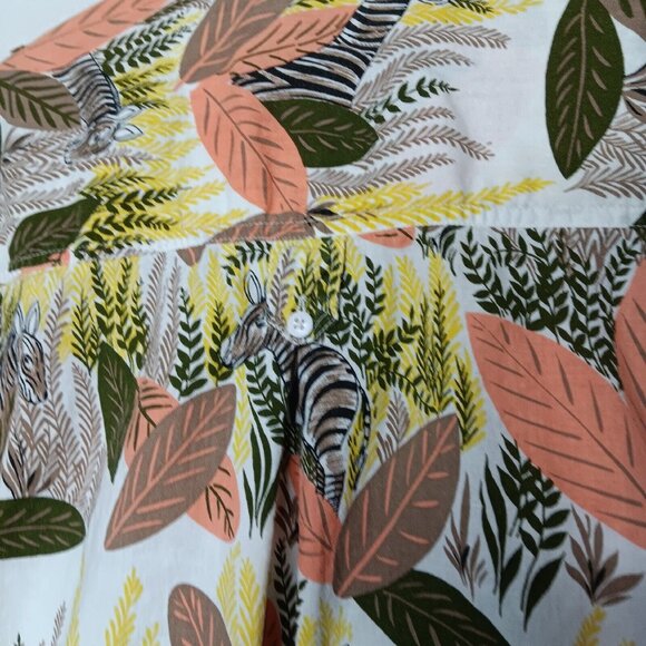 Vintage Hunters Run Woman Small Shirt Zebra Safari Button Up Short Sleeve Nature - Picture 9 of 12